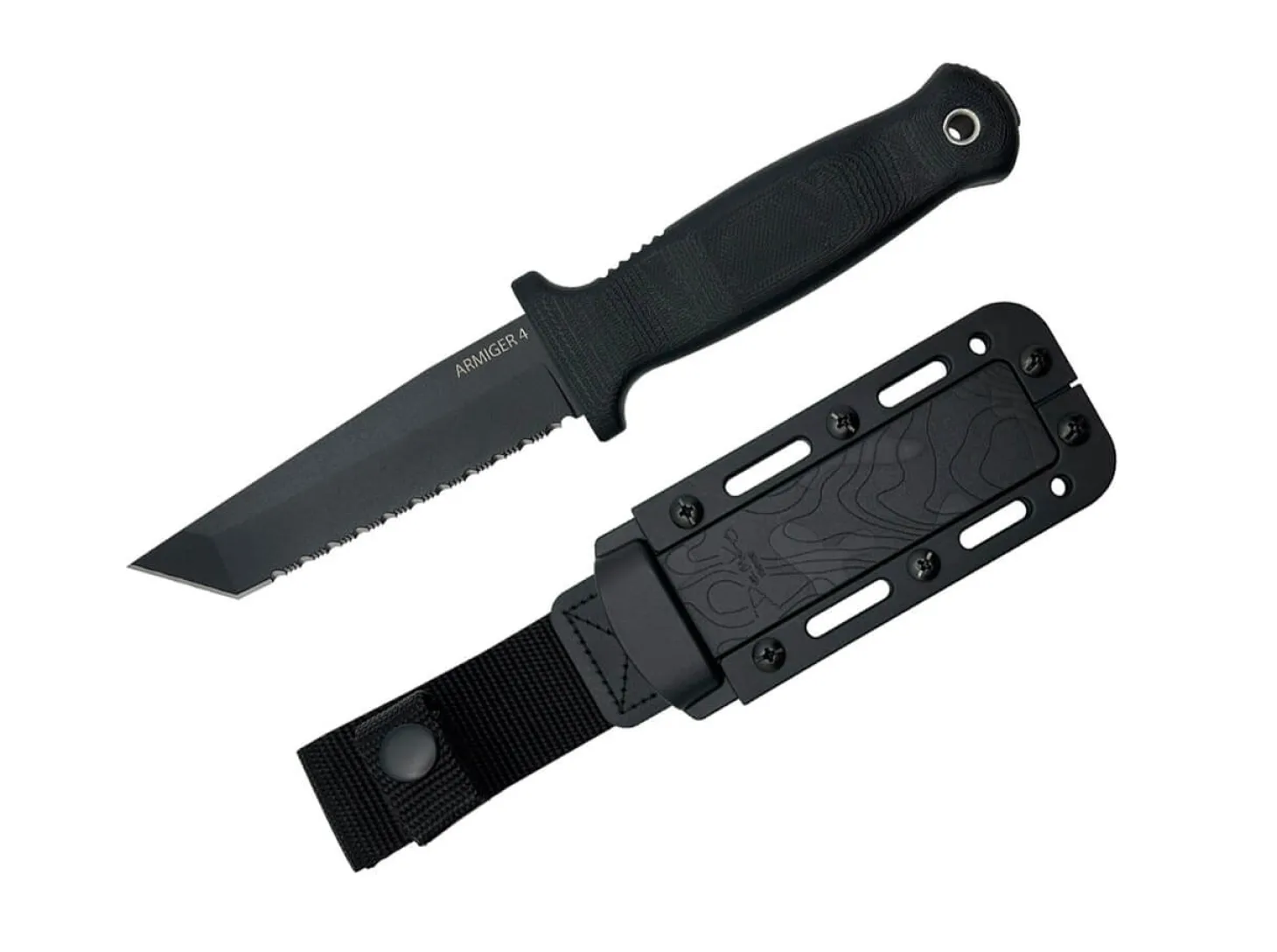 Armiger 4 Tanto Point 80CRV2 TPR Black Serrated