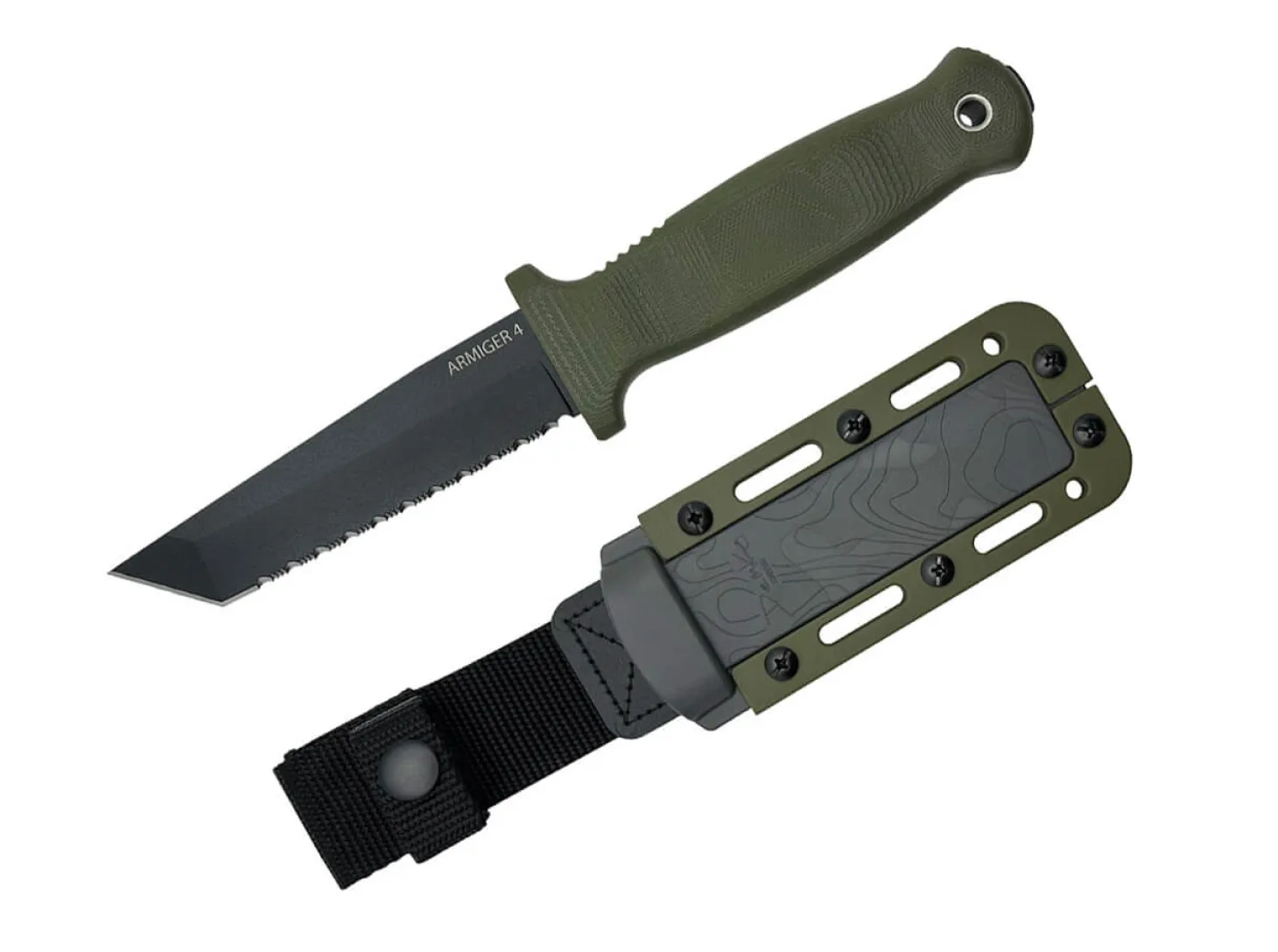 Armiger 4 Tanto Point 80CRV2 TPR OD Green Serrated