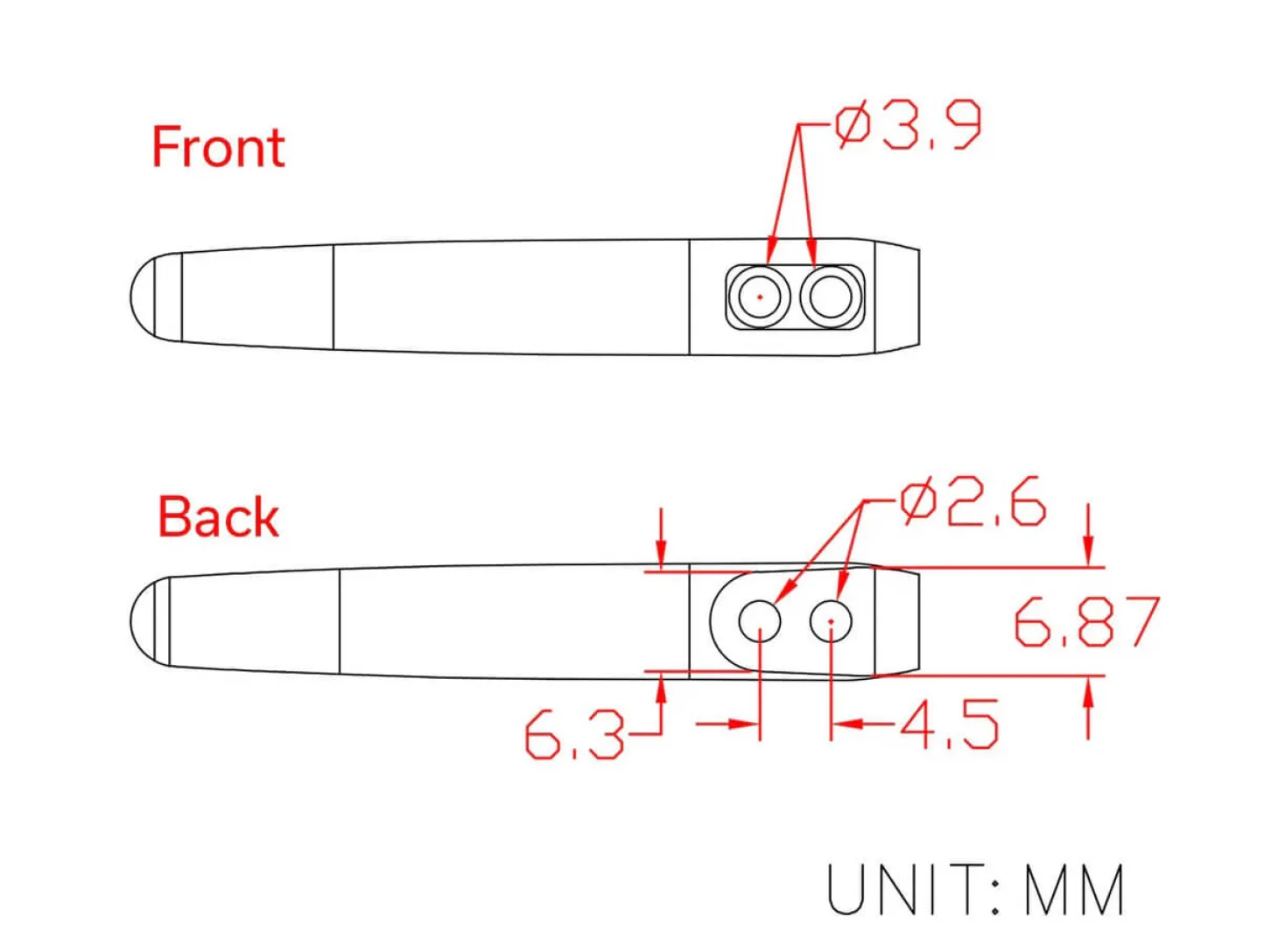 Four Flamed Titanium Clips T002C