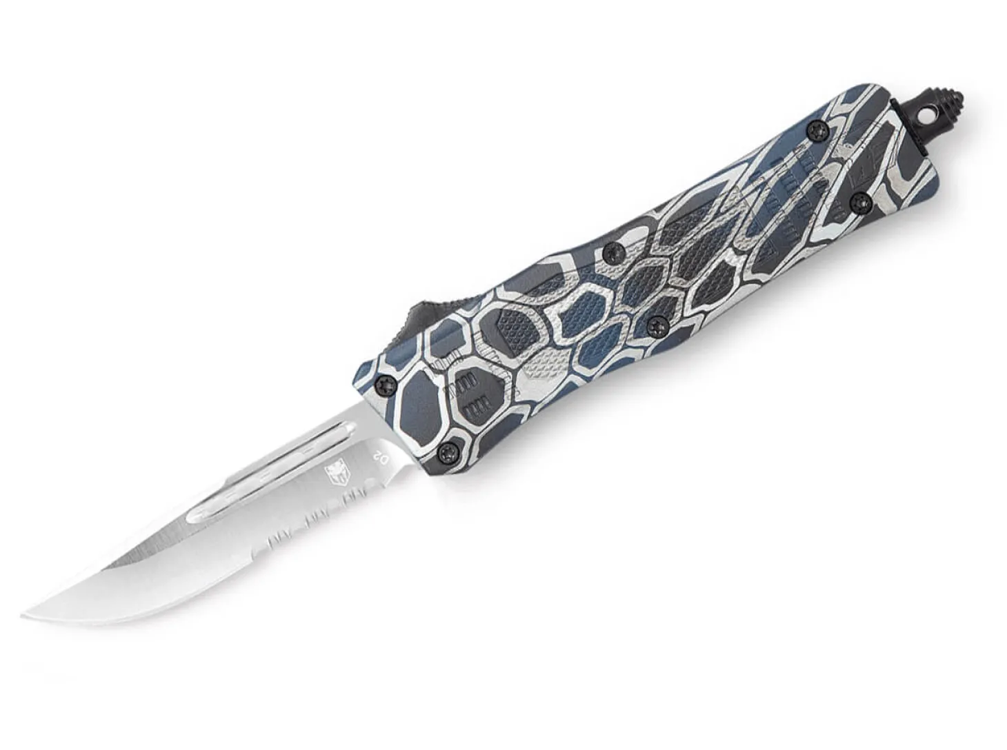 Medium CTK-1 Cerakote Blue Cobra Skin Drop Serrated