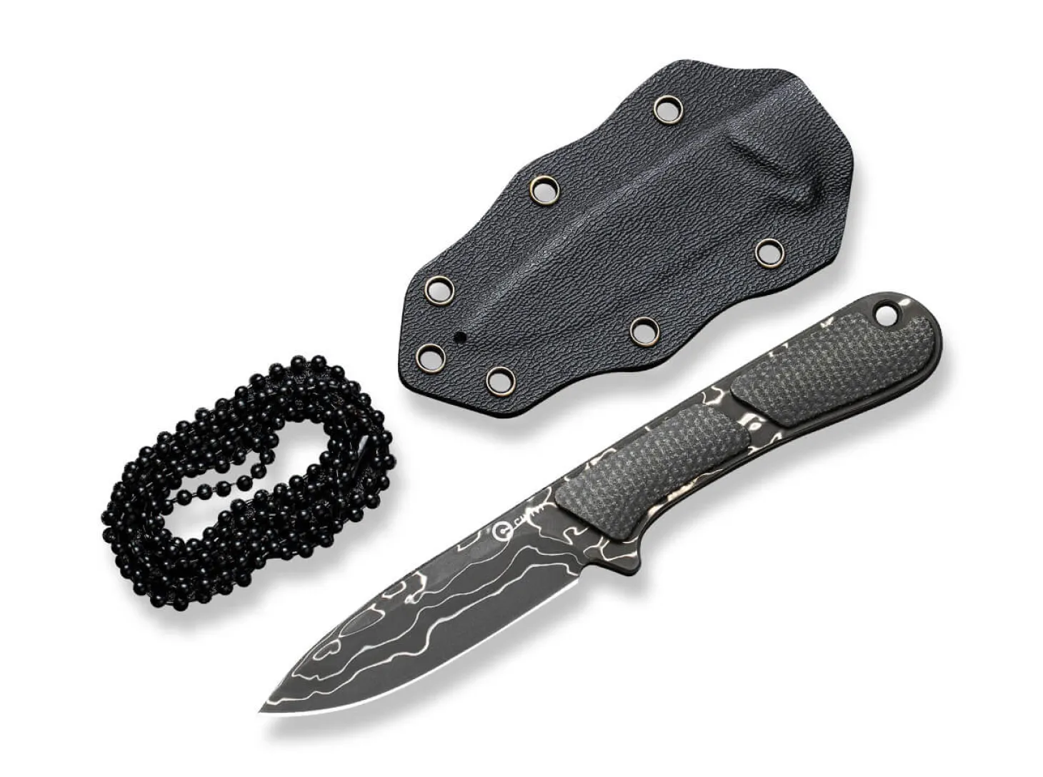 Mini Elementum Fixed Micarta Dark Green Damascus