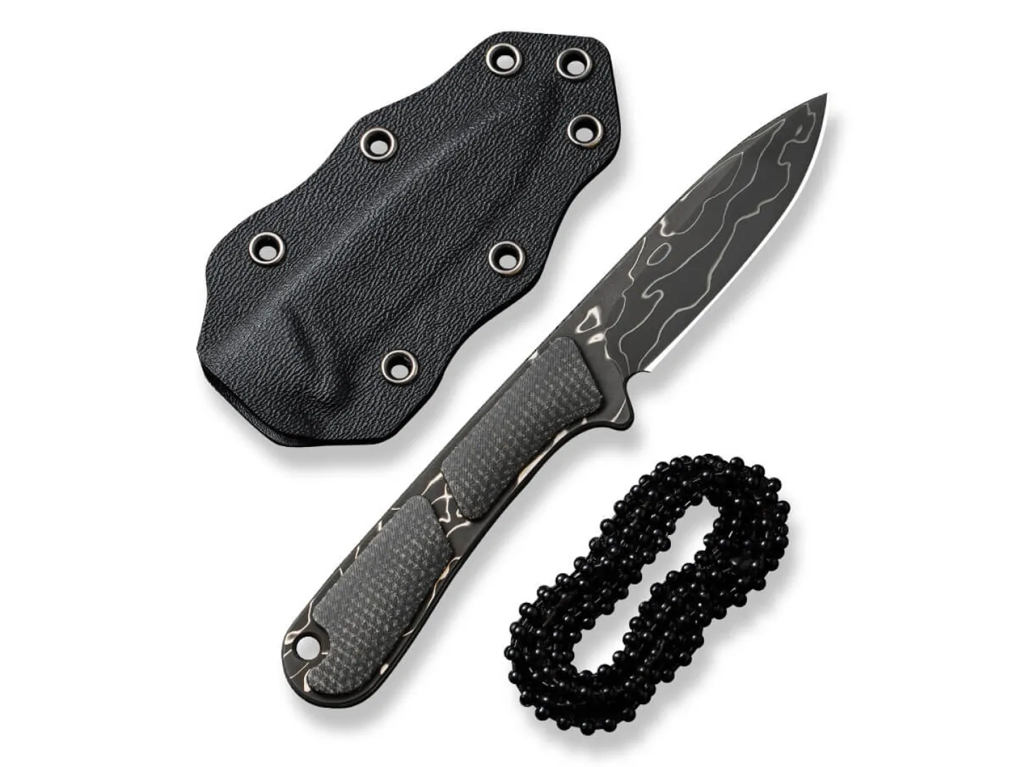 Mini Elementum Fixed Micarta Dark Green Damascus