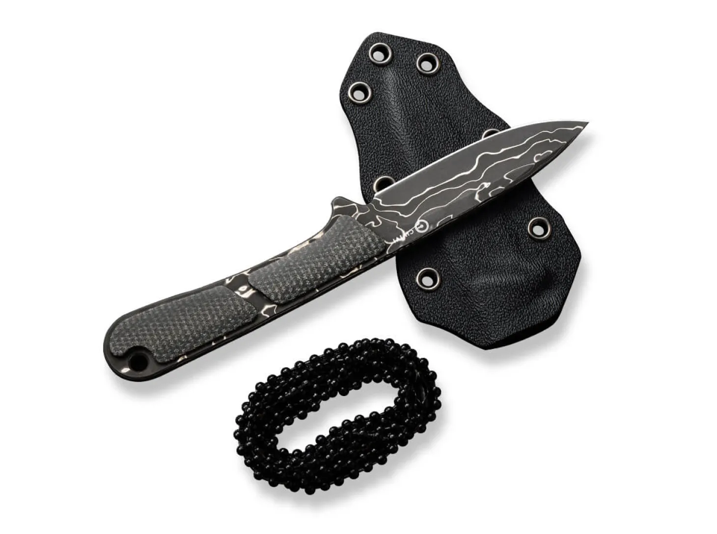 Mini Elementum Fixed Micarta Dark Green Damascus