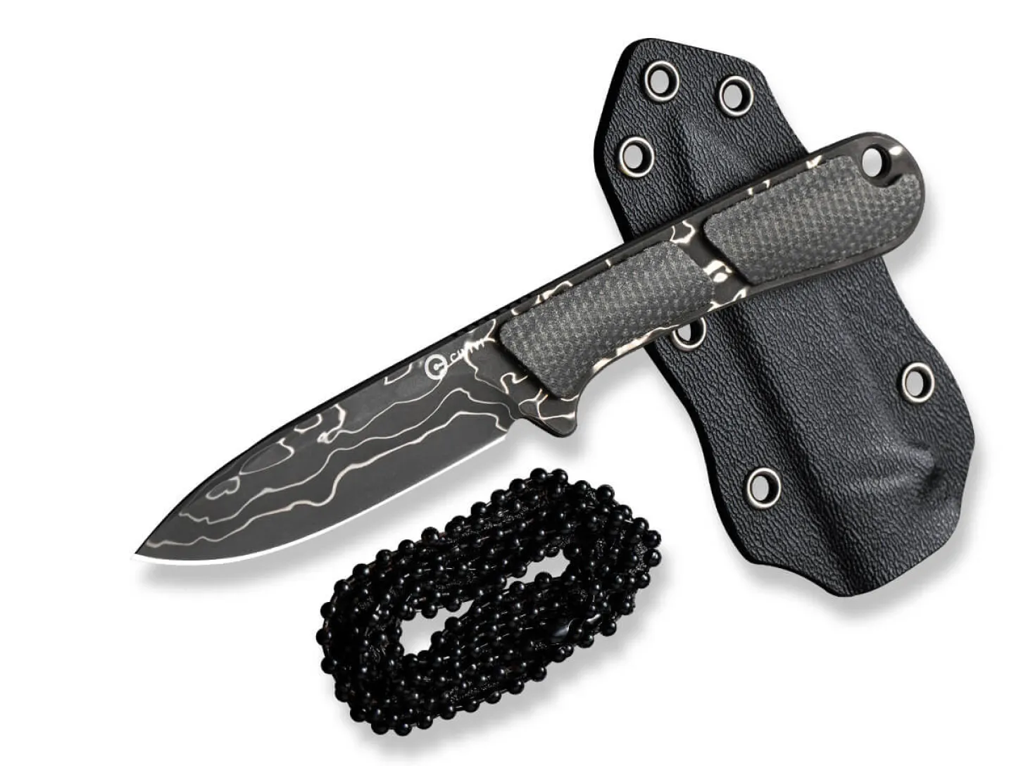 Mini Elementum Fixed Micarta Dark Green Damascus