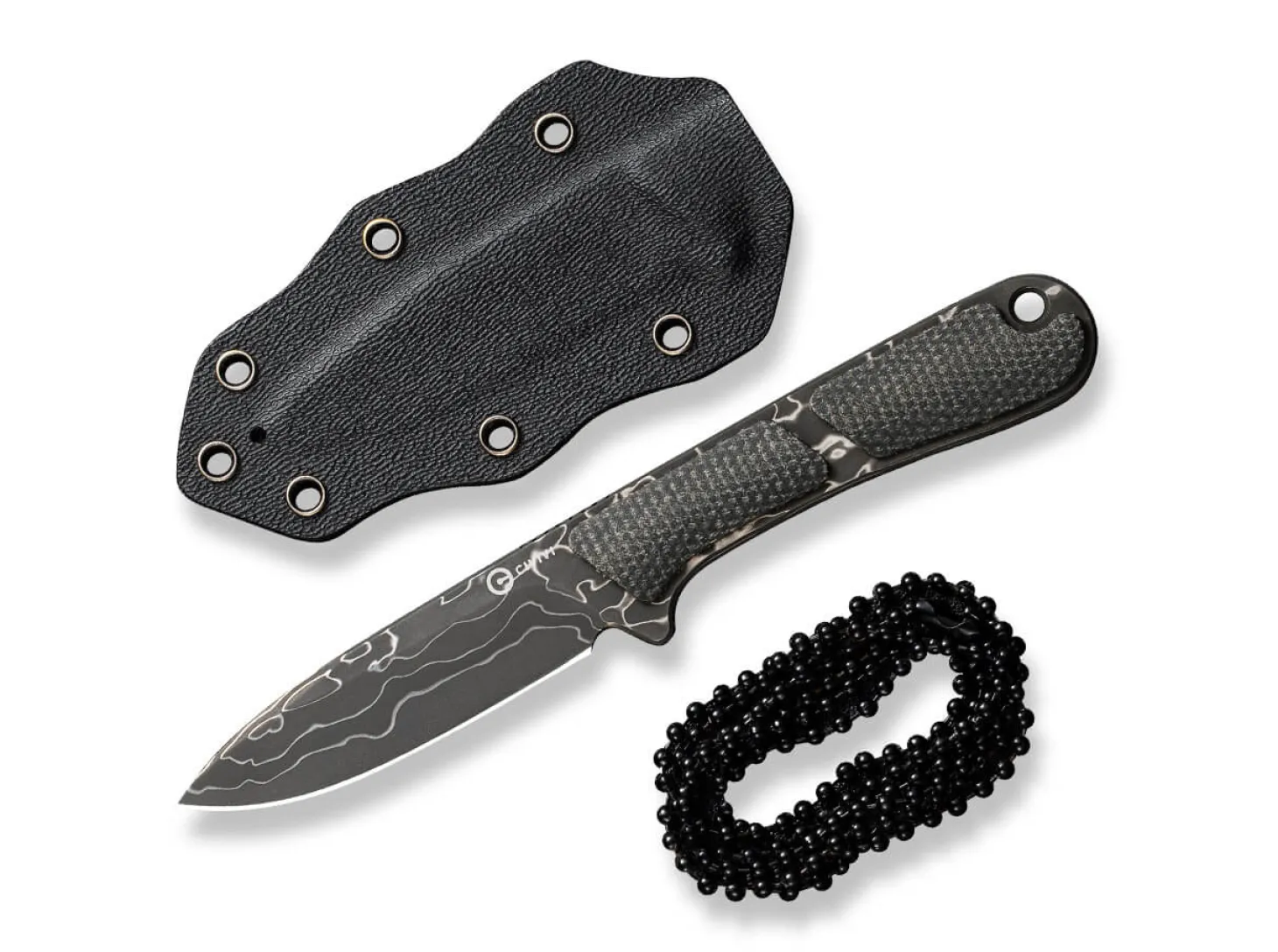 Mini Elementum Fixed Micarta Dark Green Damascus